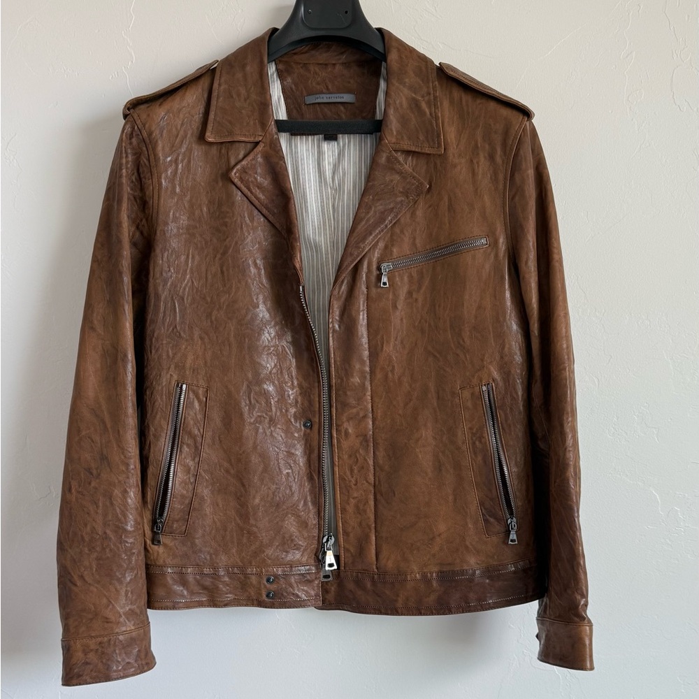 John Varvatos Brown Leather Jacket